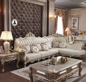 Set Sofa Tamu Sudut Mewah Ruang Keluarga New Gold Klasik