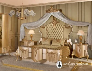 Custom Tempat Tidur Klasik Gold Modern Full Set