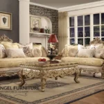 New Design Sofa Tamu Klasik Gold Glossy Living Room Set