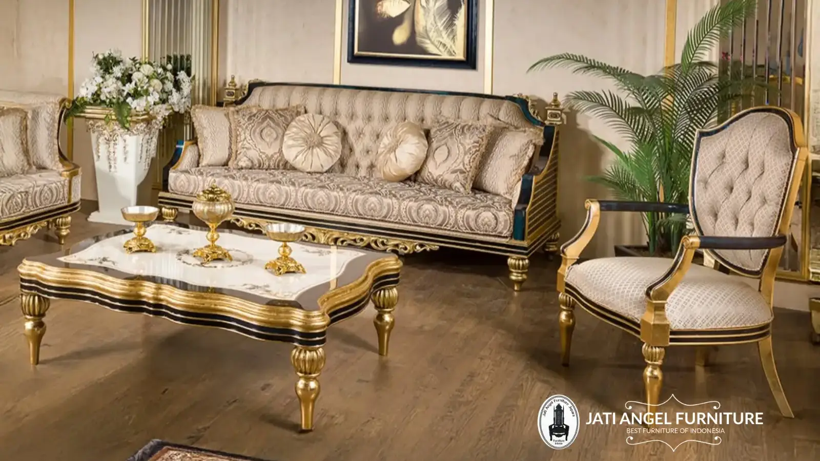 Sofa Tamu Mewah Gold Klasik Jepara