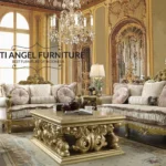 Warna Sofa Ruang Tamu Style Mewah Klasik Gold
