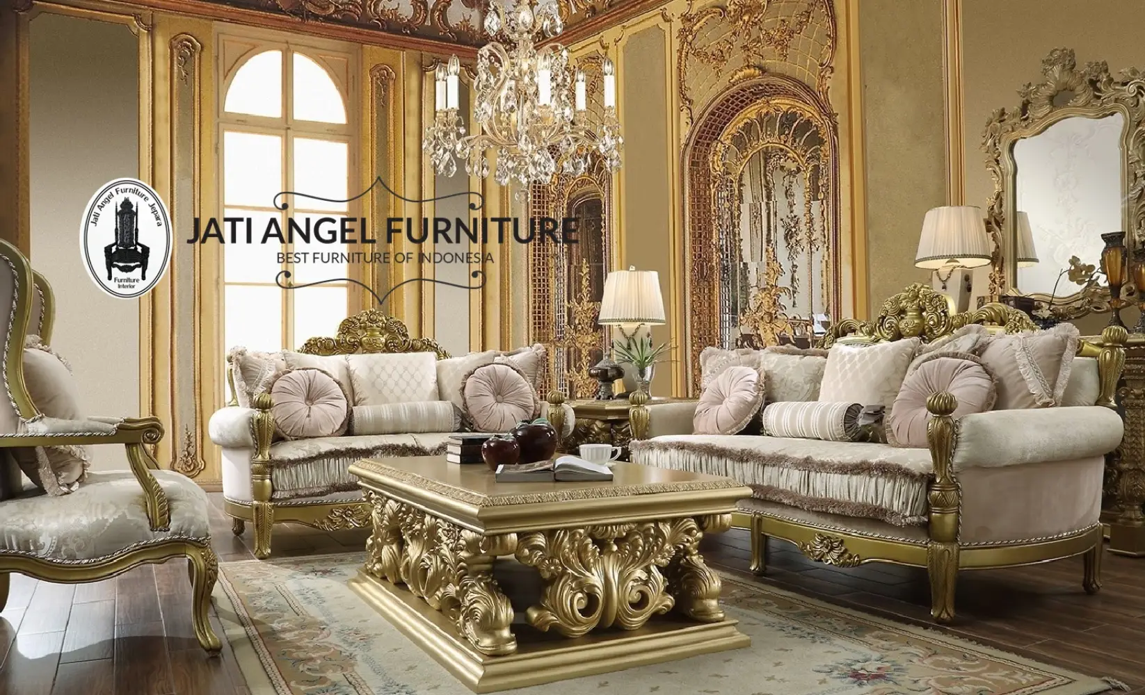 Warna Sofa Ruang Tamu Style Mewah Klasik Gold