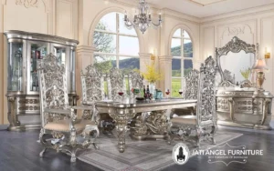 Dining Table Champagne Set Meja Makan Mewah Jepara