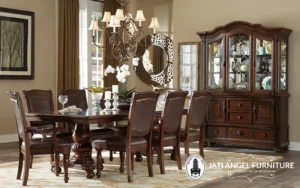Meja Makan Jati Klasik 8 Kursi Natural