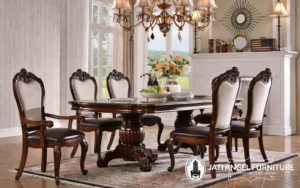 Meja Makan Kayu Jati Klasik 6 Kursi Jepara