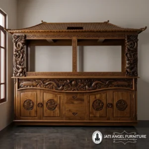 Lemari Aquarium Ukiran Mewah Jati Klasik Jepara Produksi Jati Angel Furniture Jepara