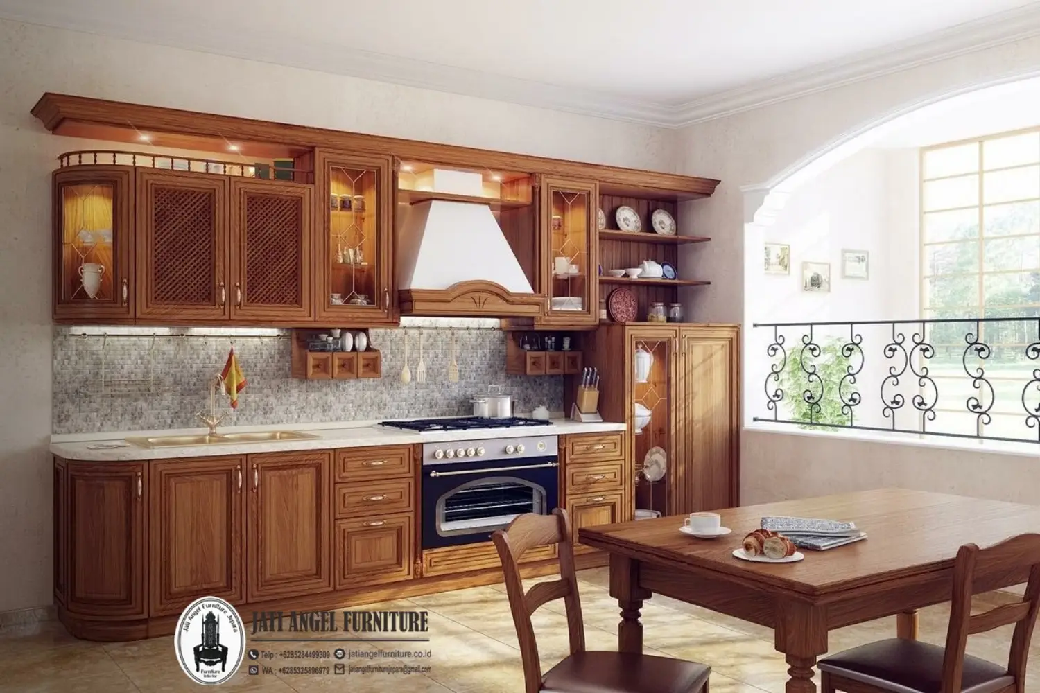 Lemari Dapur Kitchen Set Minimalis Mewah Kayu Jati Mebel Jepara