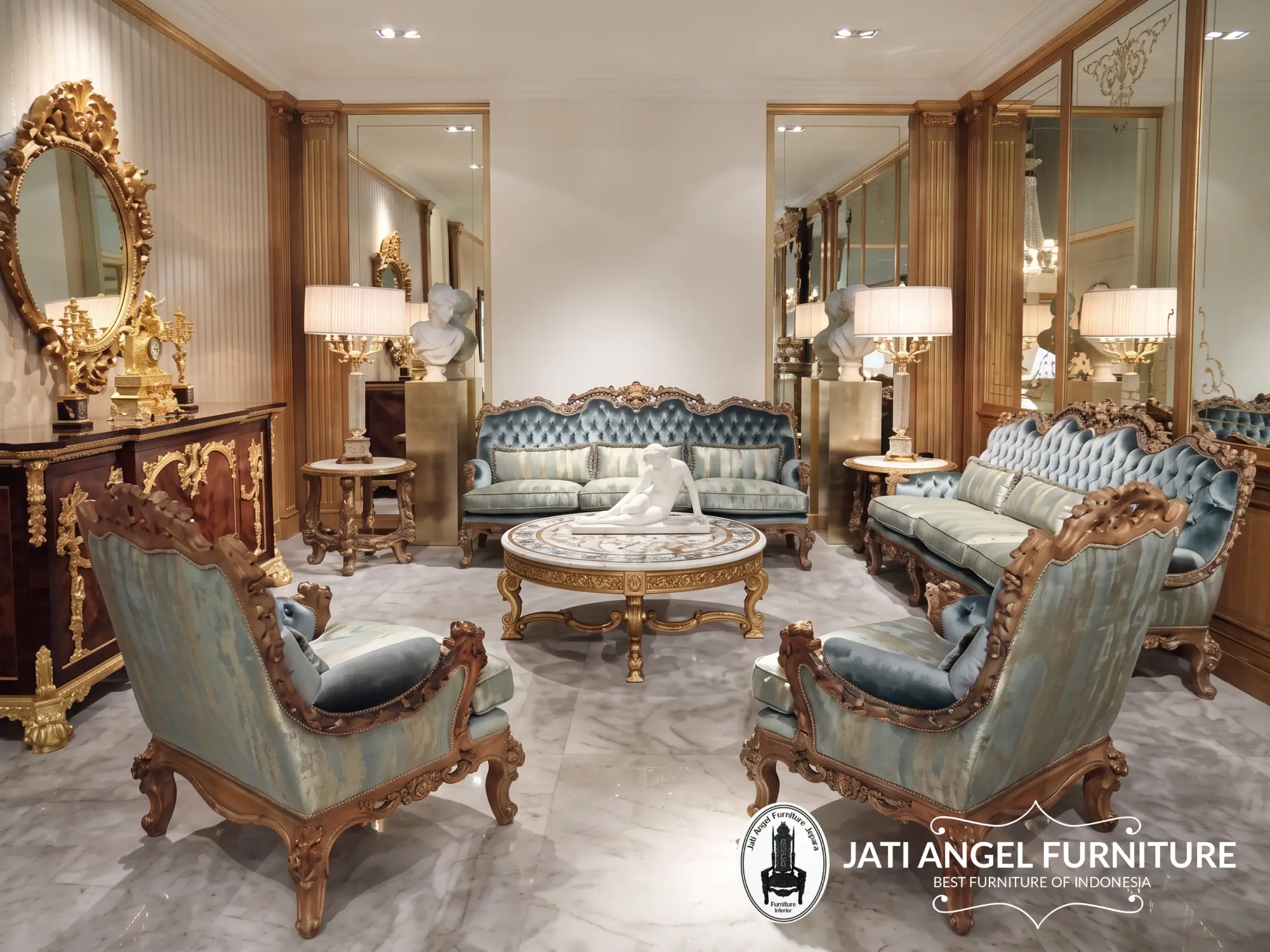 Sofa Jati Klasik Ruang Tamu Mewah Apartement Anggel