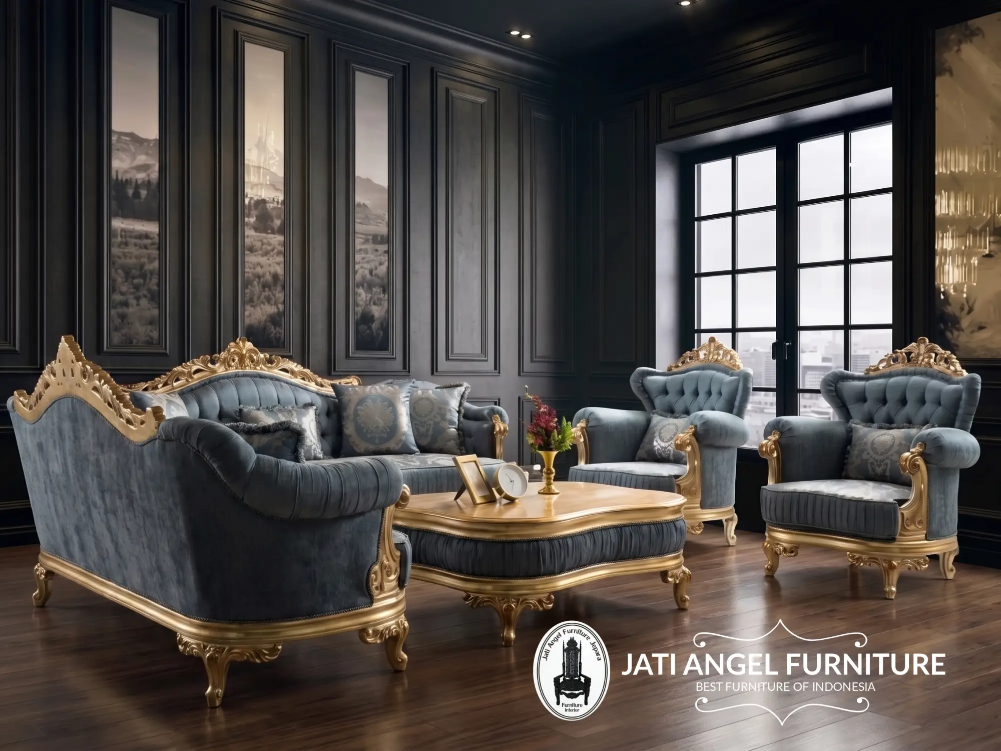 Sofa Tamu Klasik Mewah Gold Style Anggel