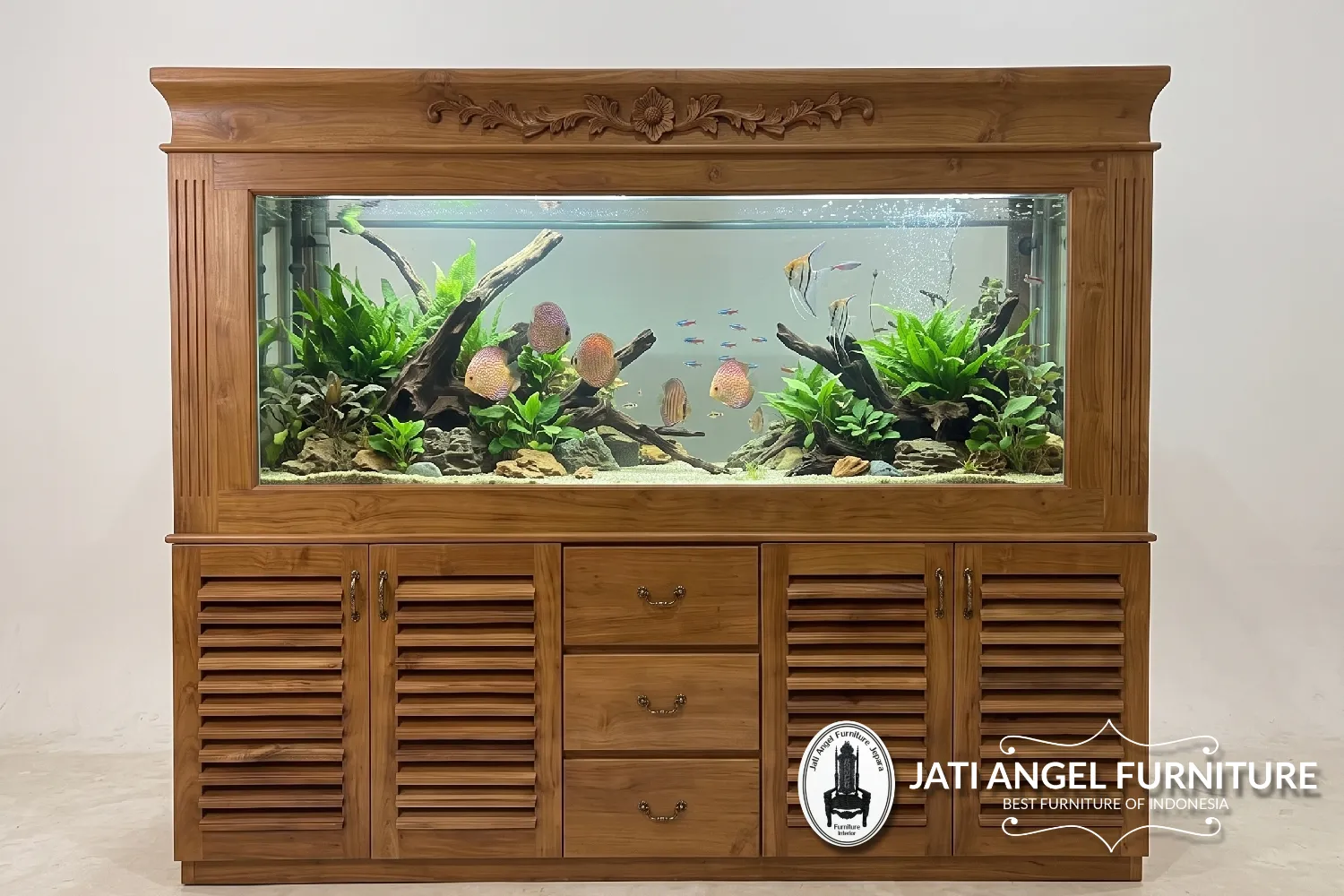 Meja Aquarium Jati Minimalis Kayu Premium Jepara