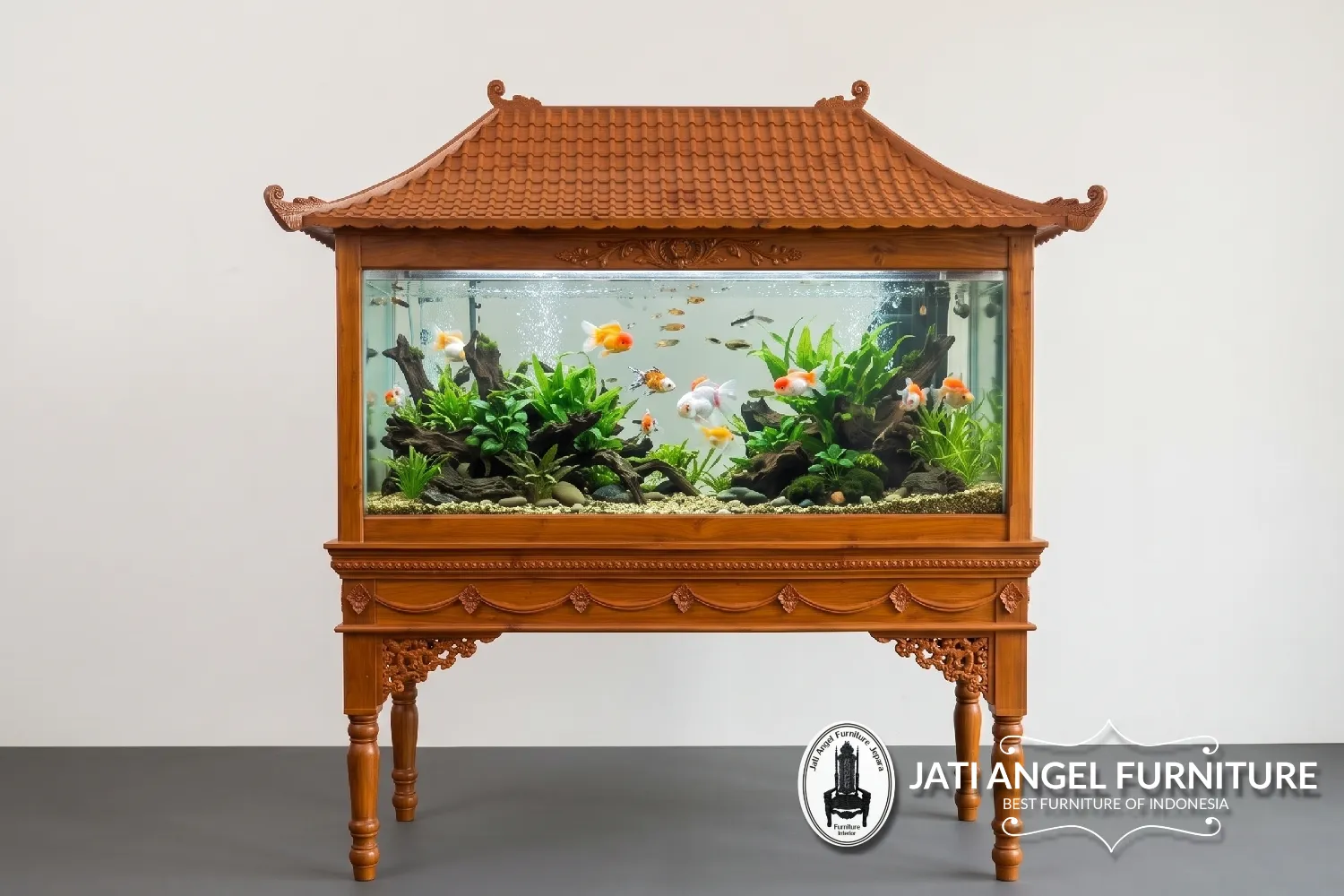 Meja Aquarium Kayu Jati Klasik Terbaru