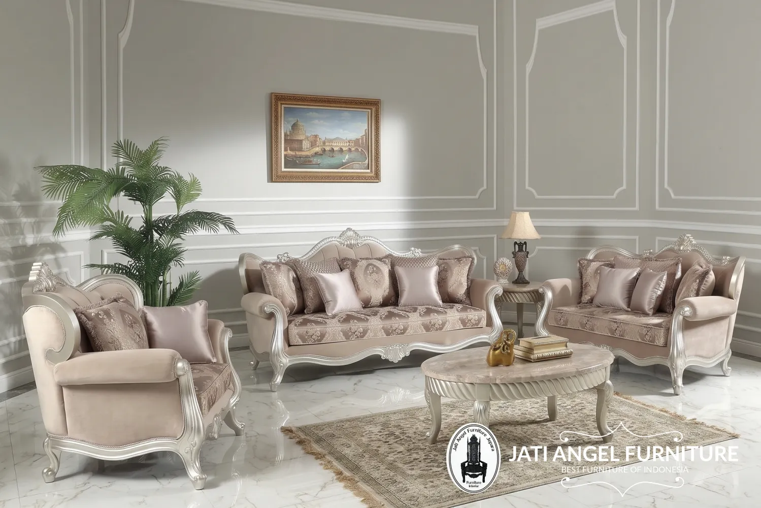 Sofa Tamu Mewah Jepara Klasik Silver Best Seller