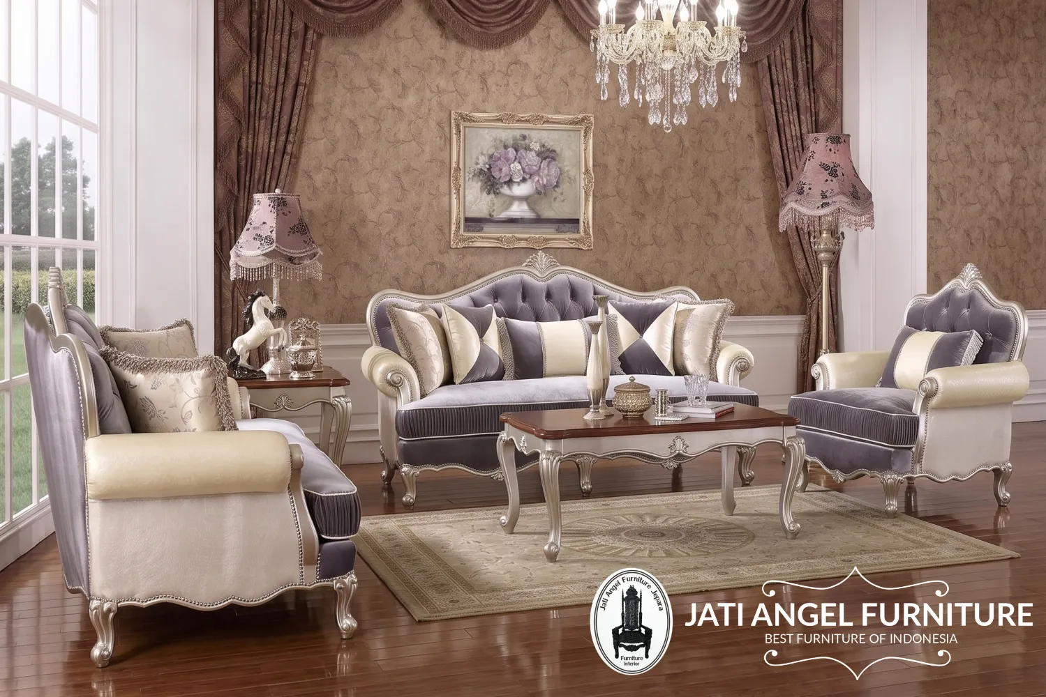 Sofa Tamu Mewah Klasik Jepara Jati Angel Furniture